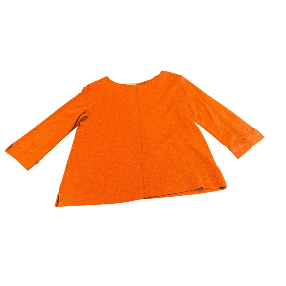Habitat Top Orange Slub Knit Cotton Crew Neck Long Sleeve Tee 27522 Small